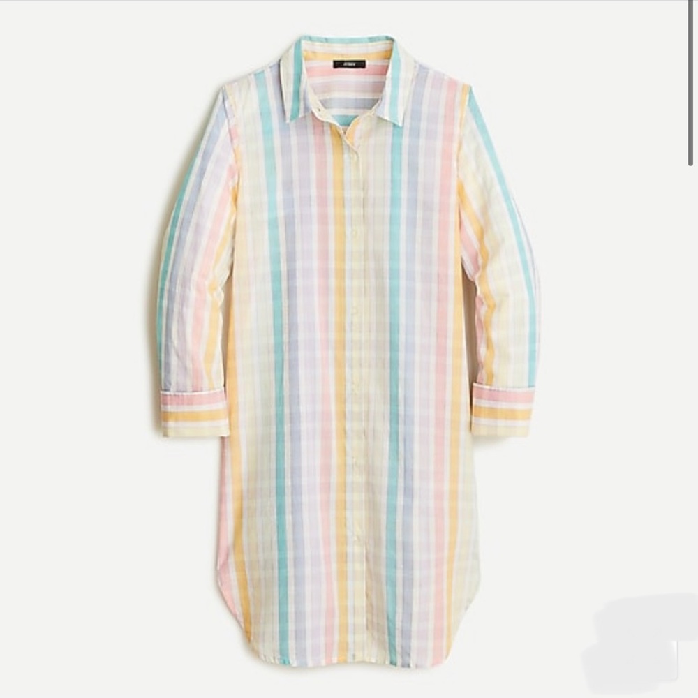 J.Crew Women’s Beach T/Shirt/Cover Up in Rainbow Gingham in Size 10